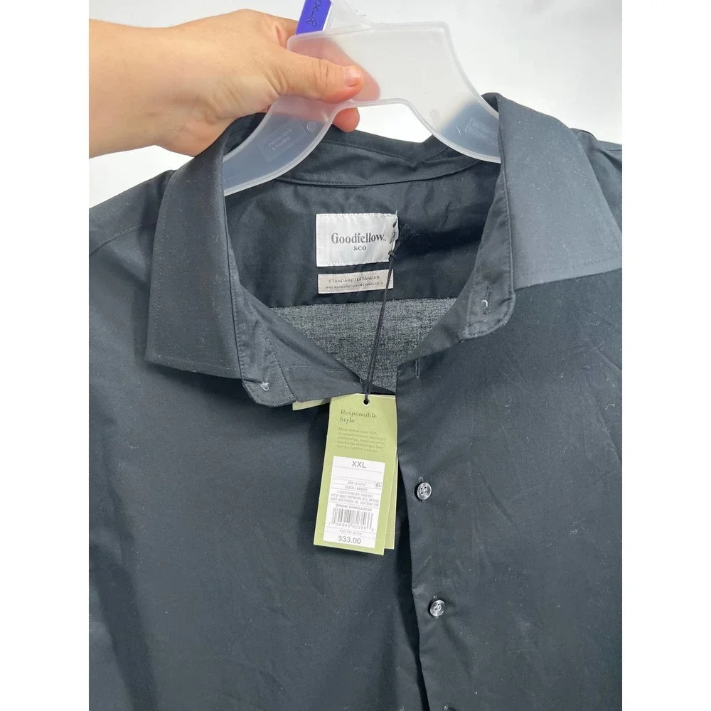 Goodfellow & Co Standard Fit Black Long Sleeve Button Shirt Size Men XXL - Picture 5 of 5